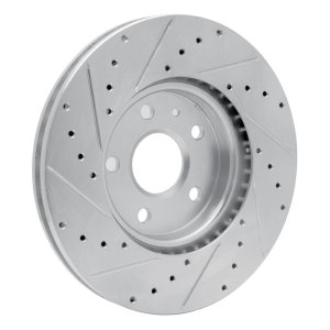 Buick Allure Brake Rotor (1) - Front Right - R1 Concepts - Drilled & Slotted - Silver - `10-`25